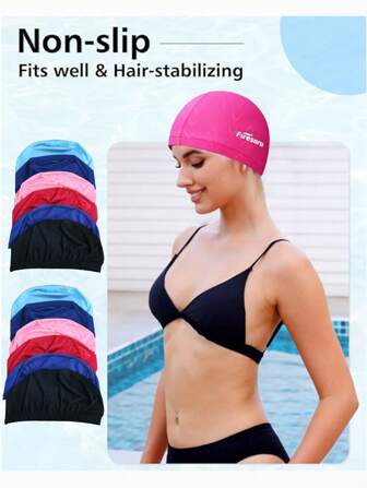 1/5 stuks multifunctionele badmutsen van stof, pruikmutsen, fietsmutsen, douchemutsen, enkellijns 4-pins 6-aderige unisex zwemuitrusting, badmutsen voor zwembaden (sommige accessoires hebben een willekeurige kleur)