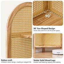 Corner Shelf Stand 4-Tier 70" Corner Shelves Display Shelf Solid Wood Frame With Rattan Wall Corner Bookshelf Multi Unit Organizer Rack With Legs For Living Room Decor,Small Space - 鏽棕色 - 查看 3