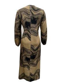 Women's Frill Trim Floral Print Long Sleeve Maxi Arabic Style Dress,Modest - Multicolor - View 2