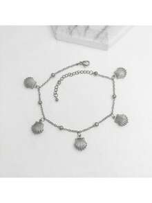 1pc New Dolphin, Starfish, Shell Pendant Ocean Series Anklet, Casual Summer Beach Ankle Chain