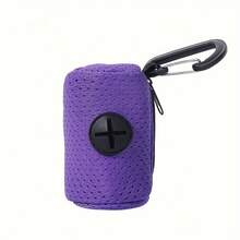 1 peça dispensador portátil de sacos para cocô de animais de estimação com mosquetão, sacos de poliéster para fezes de cachorro, adequado para cães e gatos, à prova de vazamentos, suprimentos essenciais de limpeza para animais de estimação - Multicolorido - Ver 11