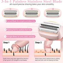 2-In-1 Women's Electric Shaver - Wet And Dry Hair Removal, Long Distance 800mAh, Suitable For Face, Legs, Underarms, And Eyebrows - Portable Bikini Trimmer, Rechargeable Wireless, Gentle And Effective Shaving, Bikini Trimmer | Modern Aesthetics | Durable Battery, Shaving Equipment