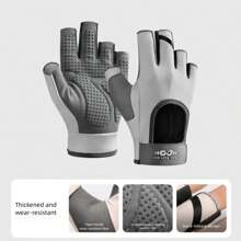 AD 1 Pair Women's Fingerless Workout, Fitness, Cycling, Motorcycle Riding Gloves, Anti-Slip Cushioned Design For Gym, Dumbbell, Yoga Training