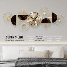 39 X 16 Inch Large Metal Wall Clock Decorative 3D Metal Wall Art Clock For Living Room Bedroom Creative Modern Large Wall Clock Decoration Silent No Ticking Sound - Perfect Gift For Housewarming And Home Decor Lovers - Vàng - Xem 6
