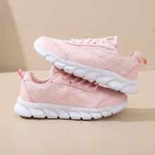 1 Par de Zapatillas Casuales con Malla Transpirable para Mujer, Zapatillas de Correr Ligeras con Cordones, Aptas para Todas las Estaciones