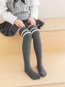 1 Pair Kids Long Striped Socks, Thin Spring/Summer Over-The-Knee Tall Socks For Boys & Girls - Multicolor - View 8