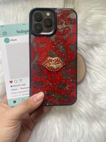 Funda para teléfono de acrílico con labios rojos, compatible con Apple 12 Mini/13 Mini/14/15 Plus/7P/11 Pro, adecuado para parejas
