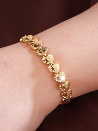 1 pieza Pulsera con diseño de corazones entrelazados de moda coreana para mujer