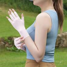 1 Pair Summer Women's Half Finger Outdoor Sports Gloves, Extended Wrist Design, Ultra-Thin Elastic Breathable Quick Dry Fabric