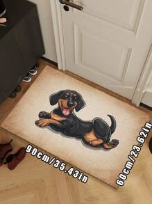 1pc Vintage Style Cute Dog Printed Doormat, Ultra-Thin Non-Slip Indoor Entrance Floor Mat, Welcome Rug, Bathroom Bedroom Mat, Garden Carpet, Home Decor Gift, Washable & Irronable