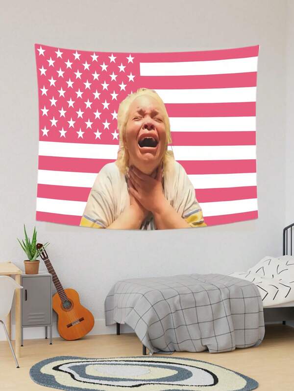 1pc Trisha Paytas Funny Pink American Flag Tapestry Polyester 90g Printed Wall Hanging For College Dorm, Bedroom, Living Room, Home Decor, Beautiful Art Tapestry, Ideal Holiday Gift