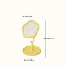 1 specchio da trucco da appendere alla toeletta, a forma di fiore, con telaio in plastica lucida senza batterie, regolabile e ruotabile, con vassoio portaoggetti, adatto per camera da letto, studenti e viaggi - senza profumo di fiori, tema rosa, must-have per iniziare la scuola, decorazione per la casa, la stanza, la parete, la scuola, sorpresa scolastica, decorazione per il dormitorio, ritorno a scuola