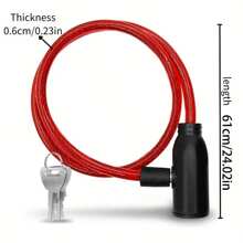 1pc Bicycle Lock With Key, Blue, Green, And Red Similar To Bicycle Cable Lock, Used To Protect Your Bicycle Accessories, Length 60cm/23.6 Inches