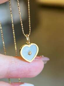 1pc Original S925 Sterling Silver INS Heart-Shaped Luxury Shell Pendant Necklace, Elegant For Women's Daily Wear, Festivals, Parties, Mother's Day Gift
