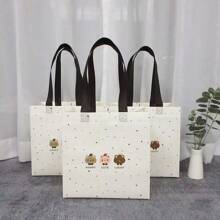 12pcs/Cartoon Cute Bear Tote Bag Clothing Store Non Woven Bag Shopping Gift Shopping Bag Summer Cooling,Beach,Travel