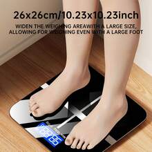 SOKANY Smart Bathroom Scale, Includes 2 AA Batteries, Temperature Display, High-Definition LED, One-Touch Unit Conversion (Kg/Lb), Tempered Glass, Max Capacity 396 Lbs. Suitable For Home And Gym, Essential For Fitness Enthusiasts - Black - View 5