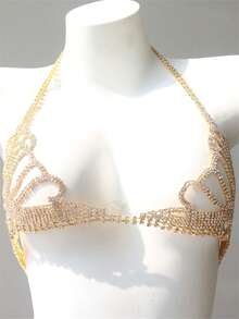 Gold-Plated Crystal Flower Body Chain Set, Minimalist & Practical, Multi-Function - Gold - View 5