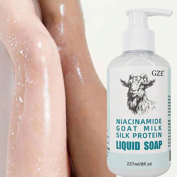 Sabonete Líquido Multifuncional com Niacinamida, Leite de Cabra, Seda Proteica, Clareador, Hidratante, Limpeza Suave, pH Balanceado, Melhoria da Textura da Pele