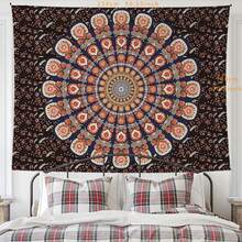 Boho Mandala Wandteppich, Hippie Wandteppich, Pfau Boho Wandbehang Dekorationen, Pfirsich Samt bedruckter Stoff Kunst für Schlafzimmer Wand, 90 g/m² - Mandala 30 - Übersicht 9