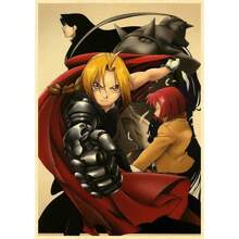 1 peça pôster de arte de parede pôster de anime Steel Alchemist decoração para casa pôster de parede de sala pintura retrô e impressão arte bar café, sem moldura/emoldurado