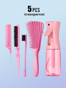 5Pcs Hair Styling Combs Set Teasing Hair Brushes Rat Tail Combs Edge For Women, Long Rat Tail Comb Bone Tip Sharp End Braid Divider Parting Hair Dye Comb Brush, Detangling Brush For Curly Hair, Black Hair Detangler, Afro Textured 3a To 4c Wavy, For Wet/Dry/Long Thick Curly Hair, Exfoliating Your Scalp For Beautiful And Shiny Curls, Hair Brush - Multicolor - View 17