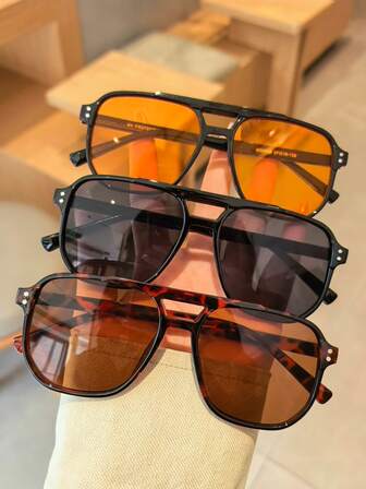 1/2/3/4/5/6 piezas Gafas de sol deportivas y de exterior con estilo retro Y2K, para conducir, viajar, playa, verano, con montura grande, de moda, de vuelta al colegio, con look escolar moderno