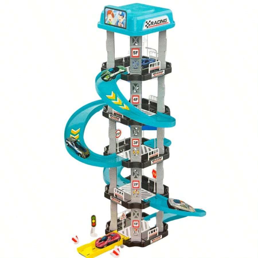 Car Tracks Garage Educational Children's Toy - Blue - View 1