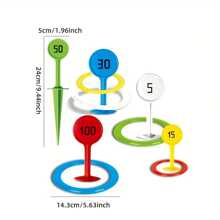 1 Set Outdoor Strand Sportspielzeug, Rasenspiel-Ausrüstung, nummeriertes Ringtoss-Spiel, interaktives Eltern-Kind-Lernspiel, Halloween & Weihnachtsgeschenk - strapazierfähiges PP-Material, Weiß, Rot, Blau, Grün, Gelb, Strandaccessoires (Die Punktzahlen und Farben in jedem Set sind nicht fest)