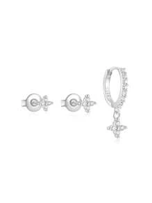 3Pcs Silver Earrings Sterling Silver Jewelry Flower Earring For Women Vintage Stud Earring Piercing Gift For Mom Bridal Jewelry Fine Jewelry