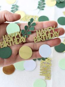 200/100/10 Stücke Geburtstagskonfetti, Glückwunsch Geburtstag Konfetti, goldene Karte "Alles Gute zum Geburtstag" grüne Blätter runde Konfetti, Geburtstags Tisch Dekoration, kann für DIY Geburtstags Tischdekoration verwendet werden, schafft eine fröhliche Atmosphäre, Feste & Party Zubehör