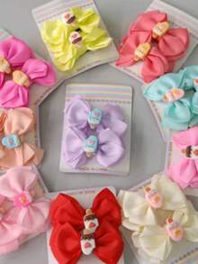 Kit 10 Children's Duckbill Hair Bows - 彩色 - 查看 2