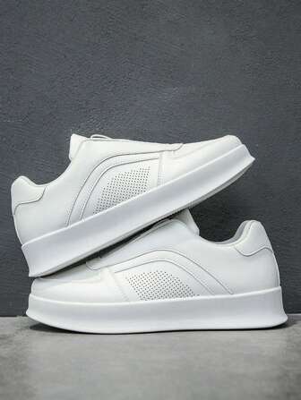 2025 Summer New Men's Breathable Leather Casual Slip-On Lightweight Thick Sole Sneakers