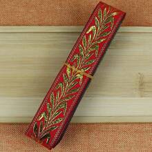 7 Yards 2.5cm Jacquard Ribbon With Golden Floral Leaves Pattern Woven Lace Trim Tape For DIY Sewing And Fabric Projects