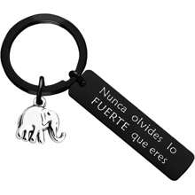 1 pieza Llavero de acero inoxidable con elefante de energía positiva inspiradora para hombres, decoración de coche, mochila, accesorio de Halloween, dije de bolso, accesorio escolar, gótico lindo Y2k