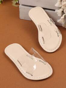 1 Paio di Sandali da Spiaggia in Gelatina Bianchi Taglia Oversize per Bambini/Bambine, Design con Cinturini in PU Trasparente Lucido, Punta Tonda, Piatti, Antiscivolo, Comodi, Stile Romano di Lusso e Carini, Adatti per Bambini e Bambine da 3 a 12 Anni, Casual, Festa, Viaggio, Primavera/Estate