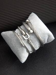 3pcs Stainless Steel Twisted Braid Minimalist Bracelet For Men - 3-piece Bracelet Set - View 20