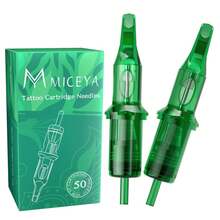 20 支独立包装 0.3-0.35 毫米纹身针，墨水容量可见，绿色墨盒，标准纹身工具，纹身艺术家和练习的理想选择