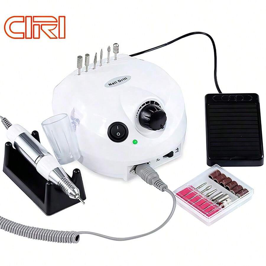 CIRI 35000RPM 电动美甲钻，专业美甲钻套装，美甲磨甲器，美甲钻头，便携式美甲沙龙抛光机 - 白色 - 查看 1