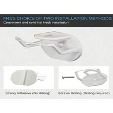 24PCS/10/5/1PC Adhesive Hat Hooks, Suitable For Walls, Sturdy Hat Hook Storage Rack, Simple Home Decoration Hat Rack Display Rack, No Drilling Required, White