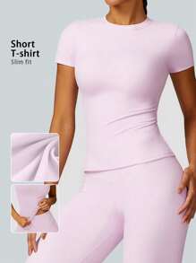 6pecil Damska sportowa wygodna koszulka do ćwiczeń jogi na siłowni, damska odzież sportowa na lato do szkoły, damskie dresy, pochlebny i wspierający design dla wszystkich kształtów ciała, styl wiosenny i letni