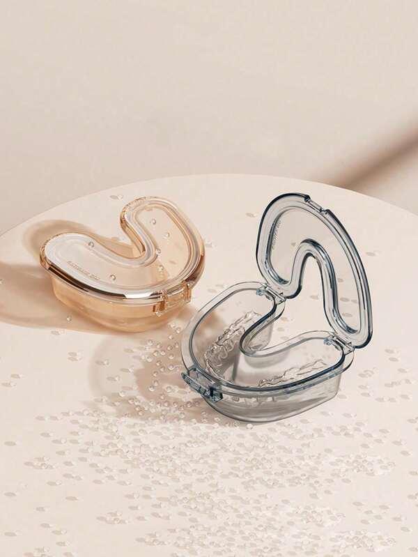 1 Stück unsichtbarer Zahnspangen Aufbewahrungskoffer, U-förmige Prothesen und Retaineraufbewahrungsbox, Zahnbogen Einweichbehälter mit Reinigungsbrackettbecher, tragbarer Kieferorthopädie Zahnspangen transparenter Einweichbehälter, Prothesen, Stahlprothesen und Aufbewahrungsboxen mit Stützbecher zum Reinigen