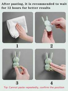 1 pieza/4 piezas Soporte adhesivo para cepillo de dientes con forma de conejo sin necesidad de perforación, organizador de almacenamiento montado en la pared del baño, simple y práctico, adecuado para paredes de baldosas lisas en el baño o la cocina, puede sostener el cepillo de dientes, el vaso del enjuague bucal, accesorios para el cabello - Multicolor - Ver 9