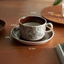 1 Conjunto Xícara de Café e Pires de Cerâmica, Estilo Vintage Xícara de Latte Voltar às Aulas