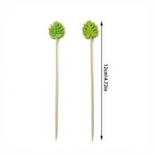 20/50/100/200 قطعة من أعواد الأسنان المزينة بأوراق المونستيرا والفاكهة، أعواد الخشب الصغيرة للحفلات، أعواد الشواء البامبو الهاواي، أعواد للمقبلات والحلويات والفواكه وأطباق الشواء الخارجي