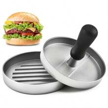 1 pièce Presse à hamburger antiadhésive en acier inoxydable - Outil parfait pour la mise en forme des hamburgers, facile à nettoyer, convient pour les garnitures de bœuf et de légumes, avec une surface rainurée pour des galettes grillées de manière uniforme