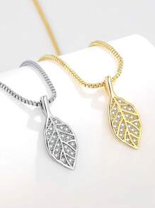 1 pieza Collar con colgante de hoja de plata de ley 925, collar de cadena delicado con diseño único estilo Mori minimalista, regalo para mujeres