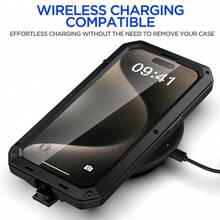 重型防震坚固铝合金金属装甲外壳适用于 16e 16 15 14 13 12 11 Pro Max XR XS Max X SE 6S 6 7 8 Plus 硅胶内置屏幕保护膜 360 全身保护军用级防震保险杠框架盖防水防摔防刮 - 黑色 - 查看 8