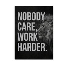 1 pezzo Tela stampata con dipinto di un leone, citazione motivazionale, poster animale ispiratore e positivo per decorazione d'ufficio o casa, senza cornice