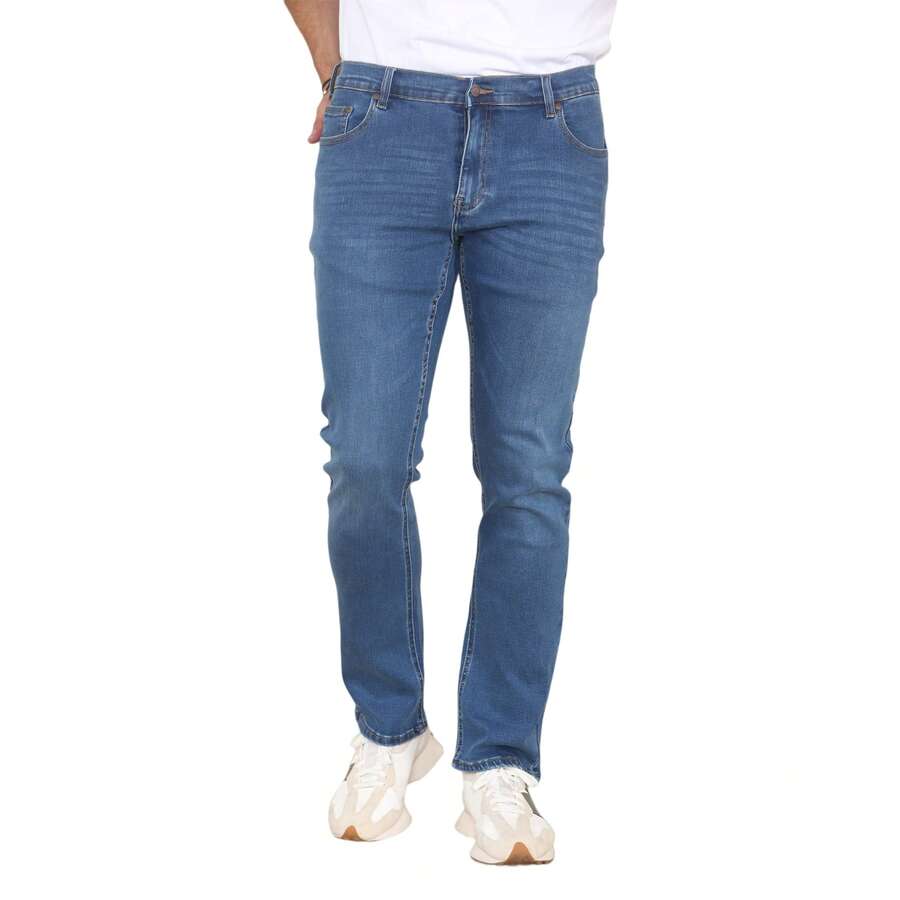 MYT Mens Straight Leg Jeans Hyper Stretch Regular Fit Denim Pants Trousers - Medium Wash - View 1