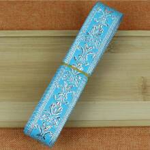7 Yards 2.5cm Jacquard Ribbon With Golden Floral Leaves Pattern Woven Lace Trim Tape For DIY Sewing And Fabric Projects